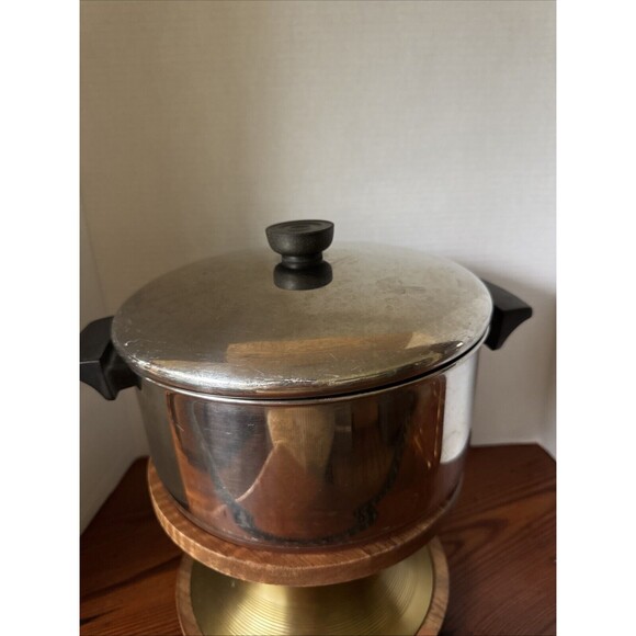 REVERE WARE 4 1/2 QT Stock Pot With Lid 1801 Copper Bottom - Picture 1 of 9